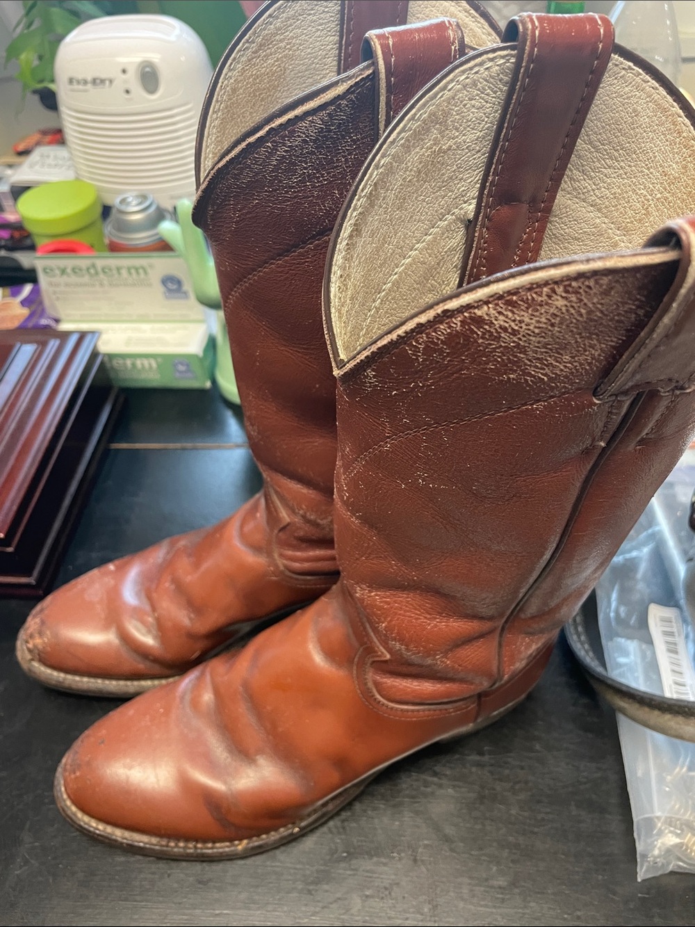 Justin Boots Men’s Two-Tone Brown Leather Cowboy Boots